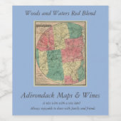 Stoddard's Map of the Adirondack Wilderness 1883 W Wijn Etiket (Enkel label)