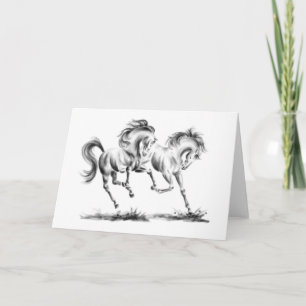 Stoeiende Paarden die door Kelli Swan trekken Kaart
