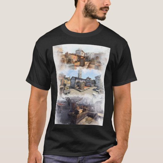 Stoel 2 Inferno en Overpass Waterverf CSGO Map P T-shirt (Voorkant)