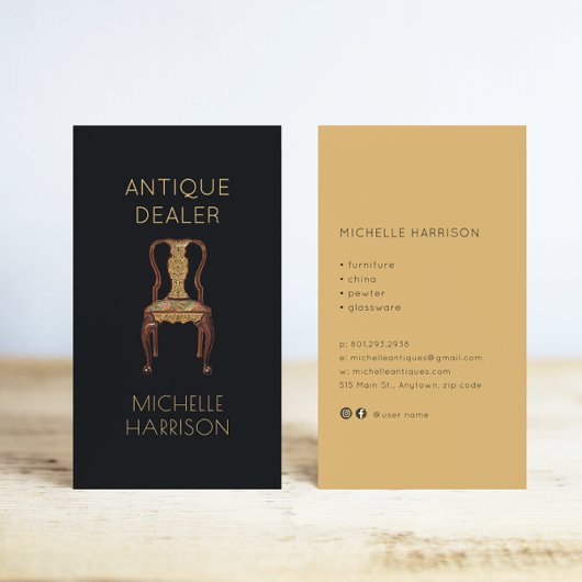  Stoel Antiek Dealer Interieur Designer Visitekaartje