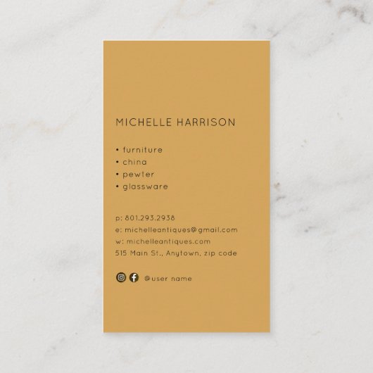  Stoel Antiek Dealer Interieur Designer Visitekaartje (Achterkant)