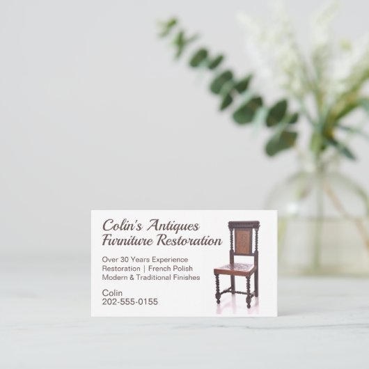 Stoel Antiek meubelherstel Visitekaartje (Staand voorkant)