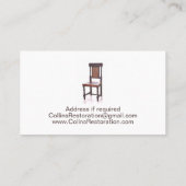 Stoel Antiek meubelherstel Visitekaartje (Achterkant)