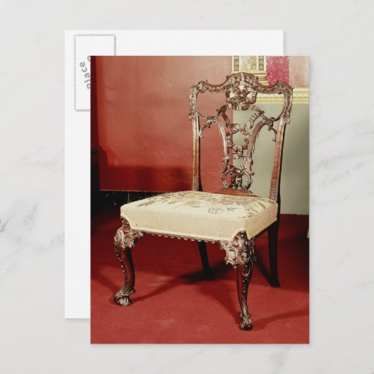 Stoel, Chippendale 'Director'-ontwerp, c.1760 Briefkaart (Voorkant / Achterkant)