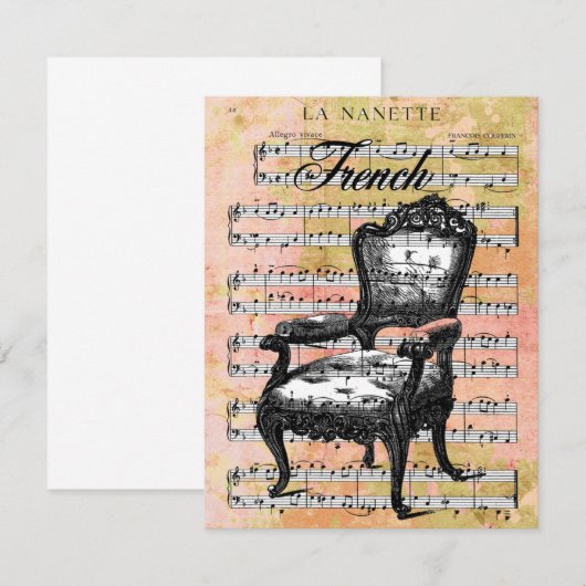 stoel en muziekopdrachten kaart (Voorkant / Achterkant)