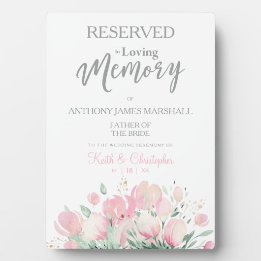 Stoel gereserveerd Huwelijk Aandenken Bloemenkrans Fotoplaat (voorkant)