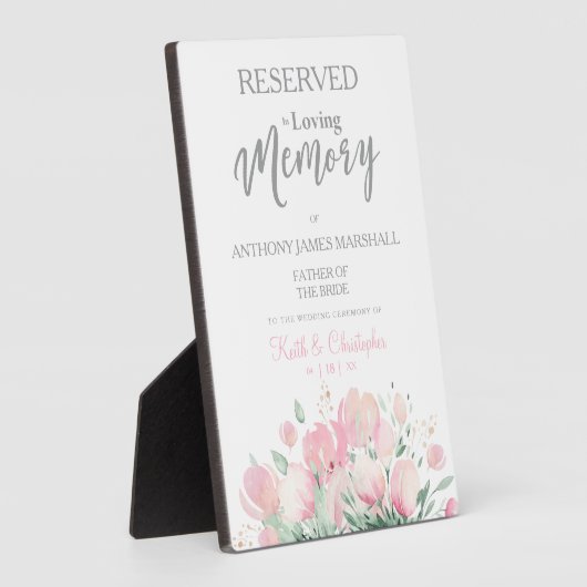 Stoel gereserveerd Huwelijk Aandenken Bloemenkrans Fotoplaat (Zijkant)