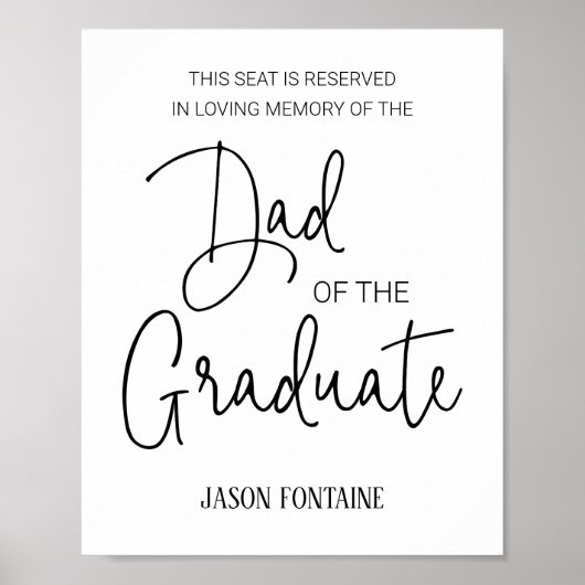 Stoel gereserveerd ter nagedachtenis aan de vader  poster (Voorkant)