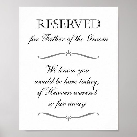Stoel gereserveerd voor overleden vader van de bru poster (Voorkant)