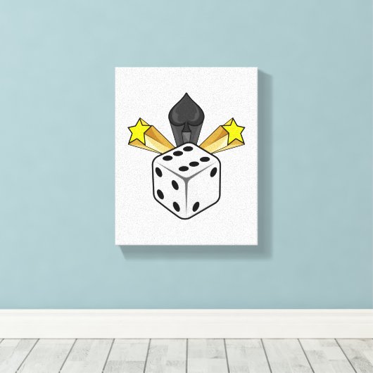 Stoel in Poker met spades en sterren Canvas Afdruk (Insitu (Houten vloer))