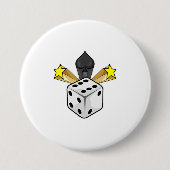 Stoel in Poker met spades en sterren Ronde Button 7,6 Cm (Voorkant)