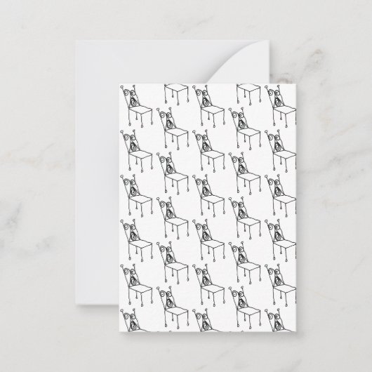Stoel Lijn Kunsttekening Notitiekaartje (Voorkant)