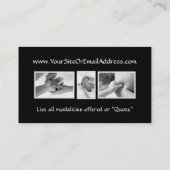 Stoel Massage Therapist II, modaliteiten voor omge Visitekaartje (Achterkant)