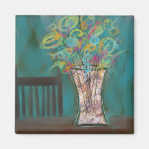 Stoel met expressieve boeket originele kunst