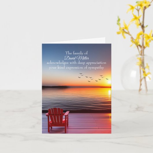 Stoel op Lake Dock voor sympathie dank u Kaart (Gele Bloem)