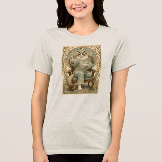 Stoel Tai Chi kat Tri-Blend Shirt (Voorkant)