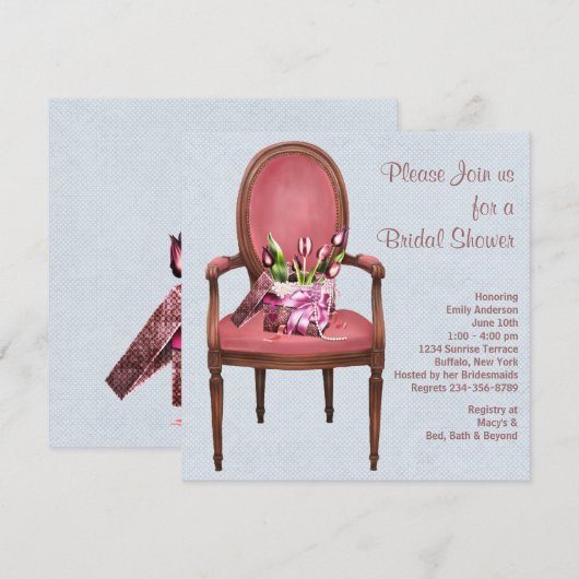  Stoel Tulpen Blauw Vrijgezellenfeest Kaart (Voorkant / Achterkant)