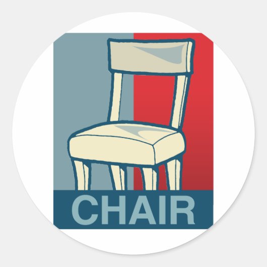 STOEL VOOR PRESIDENT RONDE STICKER (Voorkant)