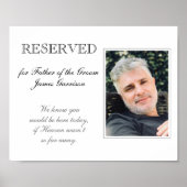 Stoel voor Vader van de Bruidegom Gereserveerd Her Poster (Voorkant)
