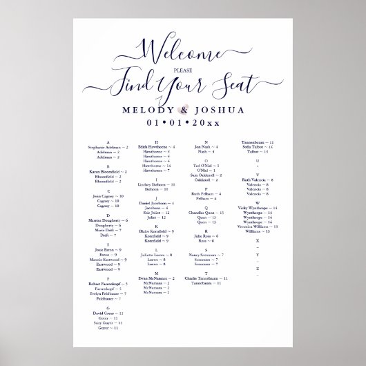 STOELBLAD NAVYBLAUW, ALFABETISCH POSTER (Voorkant)