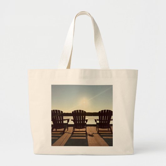 Stoelen bij het meer grote tote bag (Voorkant)