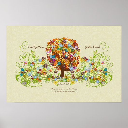 Stoelenplan Huwelijk Betoverde Bos Zijtak Poster (Voorkant)