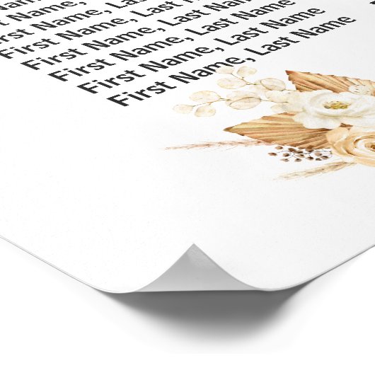 Stoelenplattegrond voor trouwfeest met stoffig bla poster (Hoek)