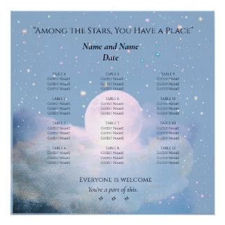 Stoelindeling, droomachtig hemels maanlicht bruilo perfect poster