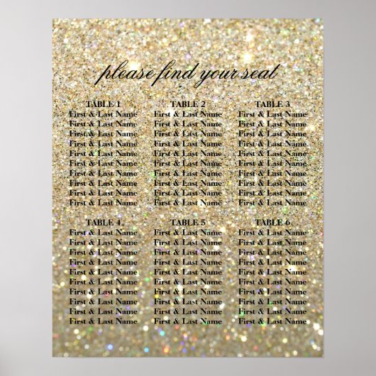 Stoelindeling - Goud Glit Fab Poster (Voorkant)