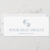 Stoelindeling Header Stofblauwe Monogramkaart Kaart (Voorkant)