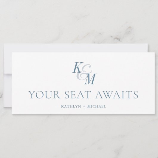 Stoelindeling Header Stofblauwe Monogramkaart Kaart (Voorkant)