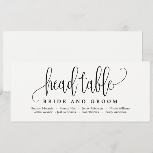 Stoelindeling Hoofdtafelkaart - Mooie kalligrafie Kaart (Voorkant / Achterkant)