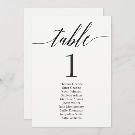 Stoelindeling Individuele Tafelkaart Modern Letter Kaart (Voorkant / Achterkant)