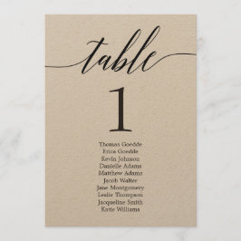 Stoelindeling individuele tafelkaart modern letter kaart