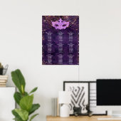 Stoelindeling Masquerade paarse glitter 9 tafels Poster (Thuiskantoor)