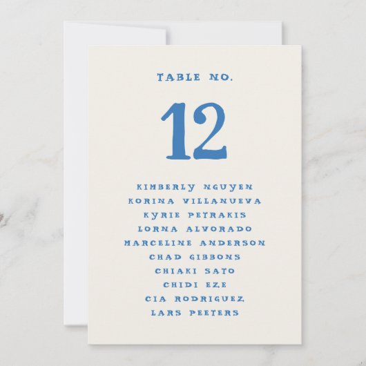 Stoelindeling Naamkaart Tafelnummer Bord  (Voorkant)