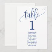 Stoelindeling Tafelkaart Leukige kalligrafie Navy Kaart (Voorkant / Achterkant)