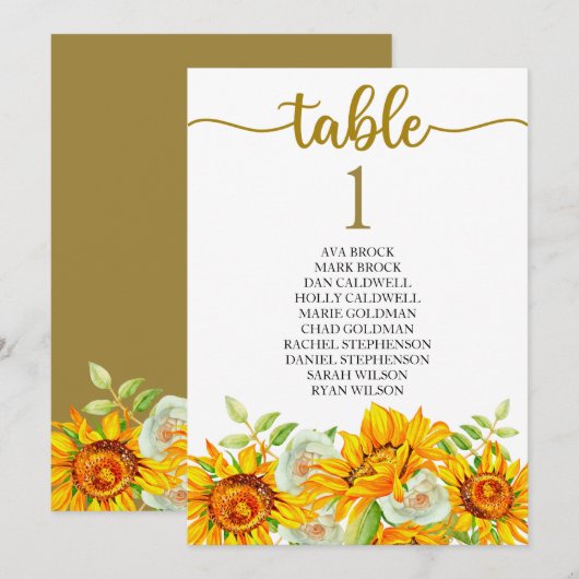 Stoelindeling Tafelkaart met Mooie Calligrafie Kaart (Voorkant / Achterkant)