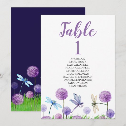 Stoelindeling Tafelkaart met mooie kalligrafie Kaart (Voorkant / Achterkant)