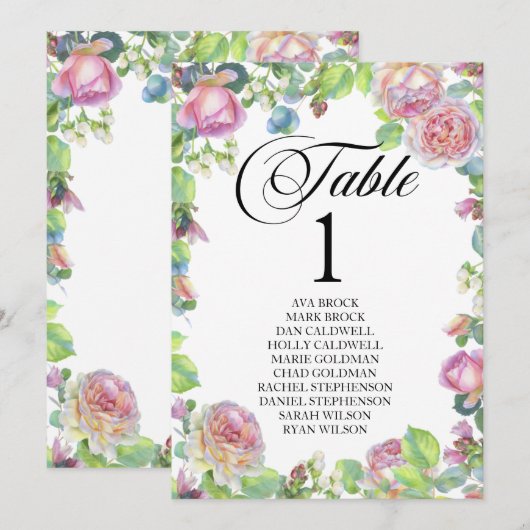 Stoelindeling Tafelkaart Mooie Calligrafie Kaart (Voorkant / Achterkant)