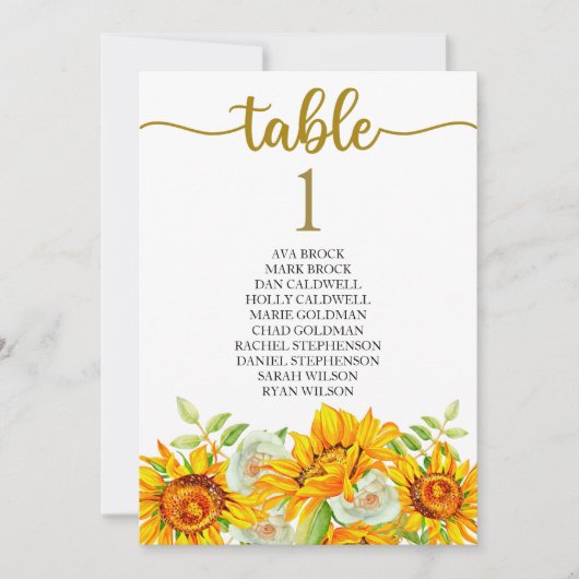 Stoelindeling Tafelkaart Mooie kalligrafie Kaart (Voorkant)