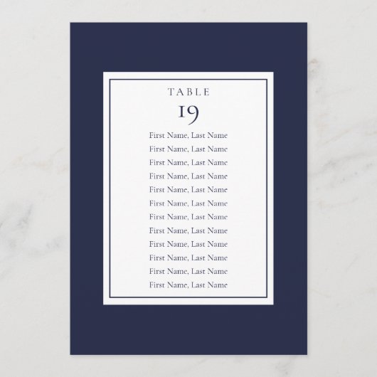 Stoelindeling Tafelnummer in Marineblauw (Voorkant)