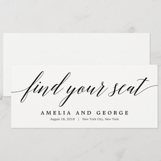 Stoelindeling Titelkaart - Modern Schrift Kaart (Voorkant / Achterkant)