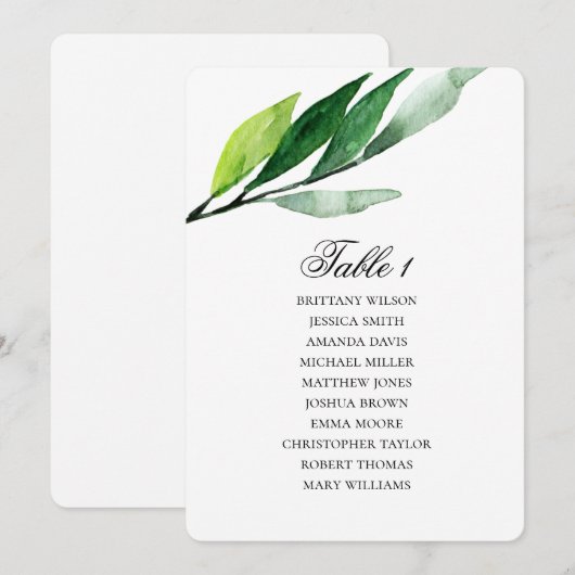 Stoelindeling voor de tuin. Trouwplan met groene b Kaart (Voorkant / Achterkant)