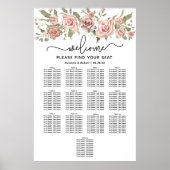 Stoelindeling voor trouwfeest Dusty Pink Rose 13-T Poster (Voorkant)