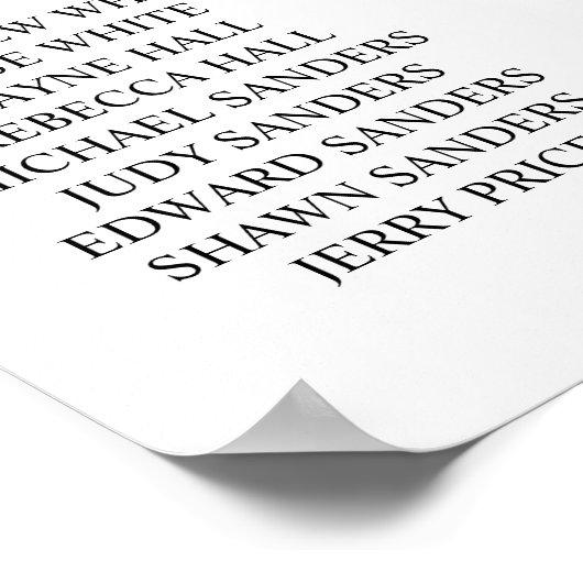 Stoelkaart Huwelijksstoelindeling Poster (Hoek)