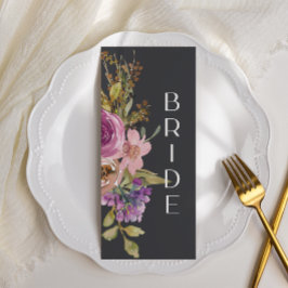 Stoelkaartje voor trouwstoelen met stoffige roze p menu