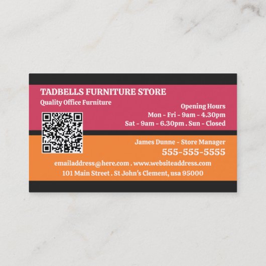 Stoelpictogrammen - Meubelwinkel Verkoop Visitekaartje (Achterkant)