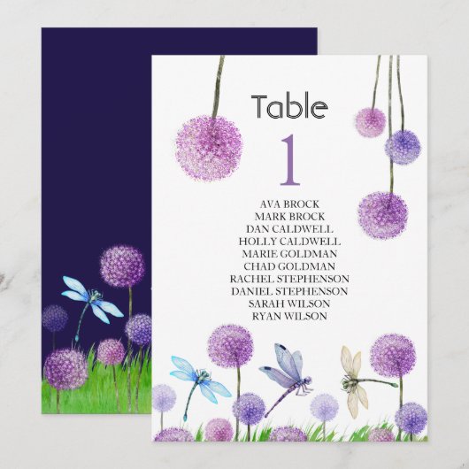 Stoelplan Tafelkaart met mooie kalligrafie Kaart (Voorkant / Achterkant)