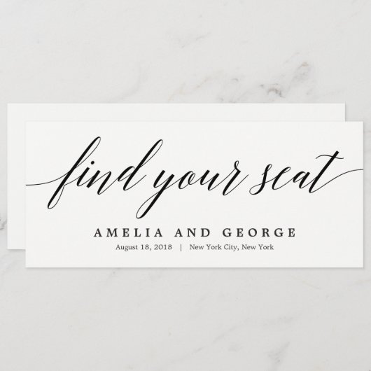 Stoelplan Titelkaart - Modern Schrift Kaart (Voorkant / Achterkant)